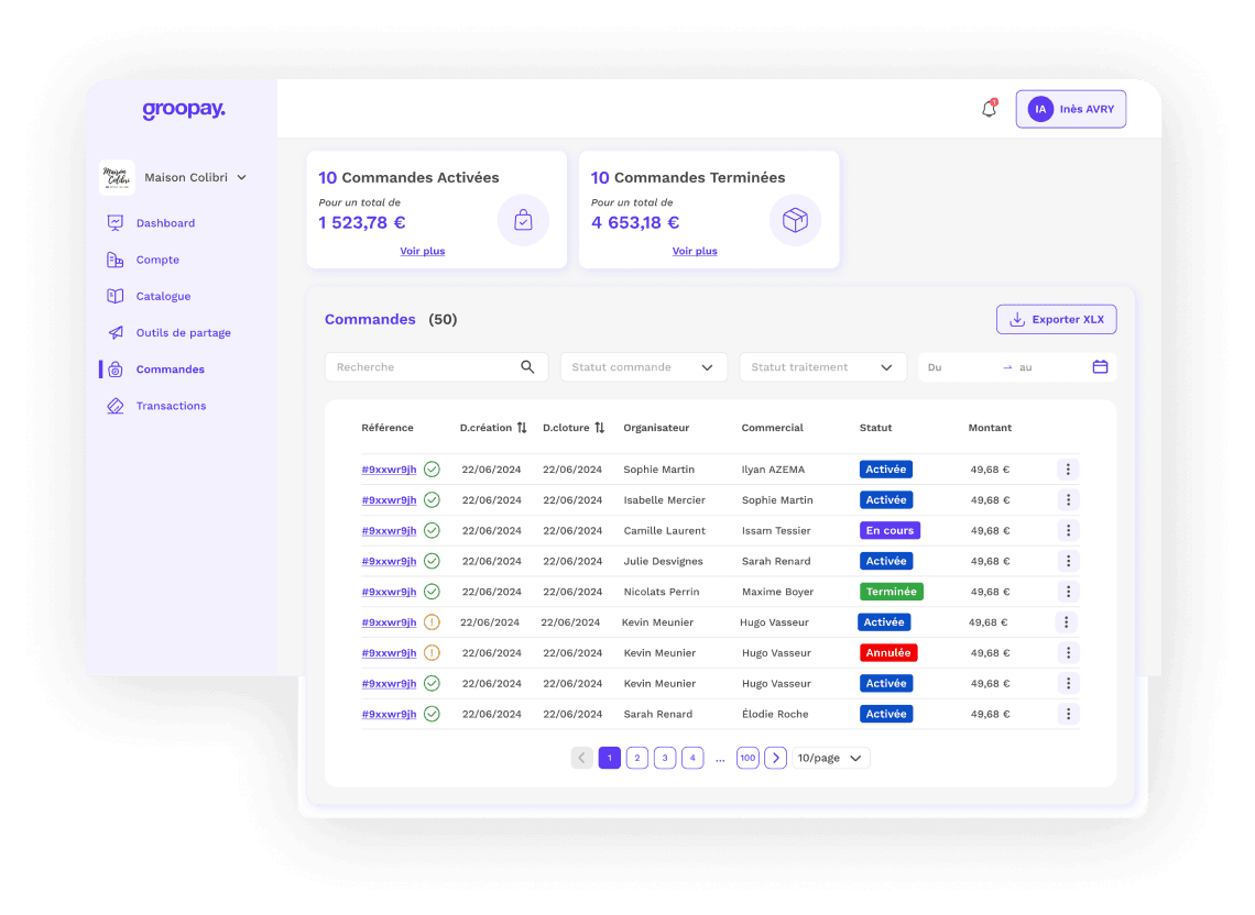 Encaissez les commandes